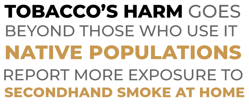 Tobacco's harm goes beyond those that use it. Native populations report more exposure to secondhand smoke at home